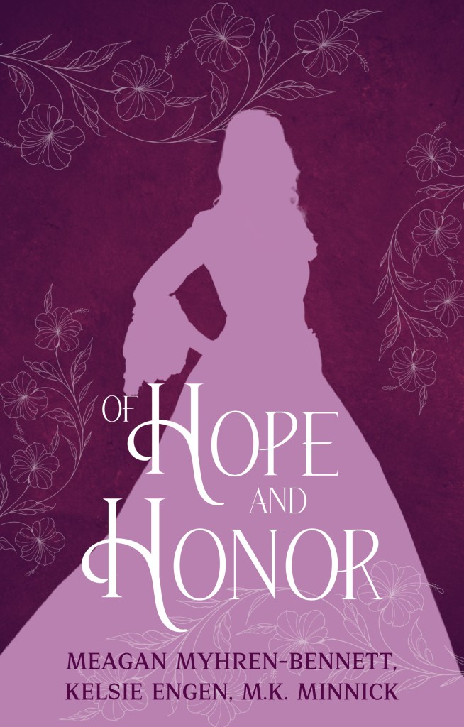 Purple background with lilac silhouette of a woman in gown.
Text features the title and the names of the authors.  